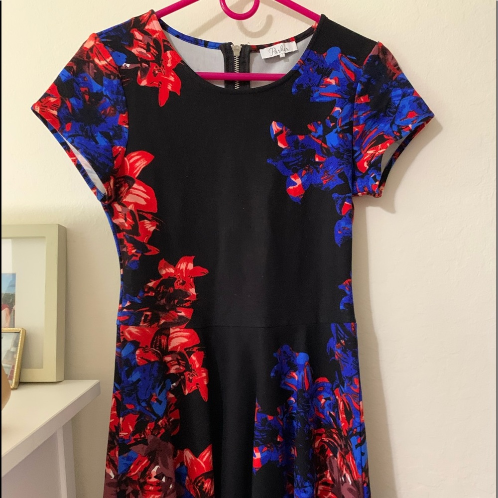 Parker Short Sleeve Fit & Flare Dress, Size Small